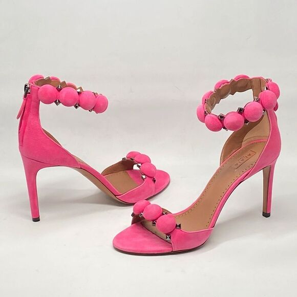 Alaia Bombe 90 Ankle-Strap Studded Suede Leather Sandals size 38.5 - Picture 13 of 16